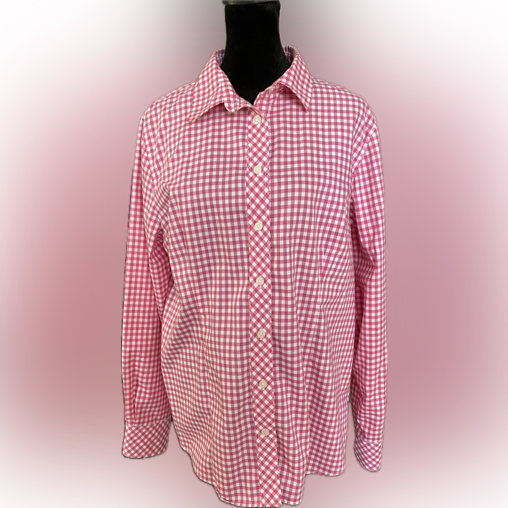 L.L. Bean Gingham Long Sleeve Button Down Blouse/Shirt - Medium - EUC!!